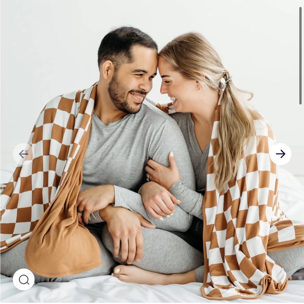 Caramel checks little sleepies oversized cloud blanket